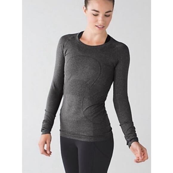 LULULEMON Yoga Run Long Sleeve Swiftly Tech Shirt Heathered Gray Thumb Holes - Picture 1 of 13